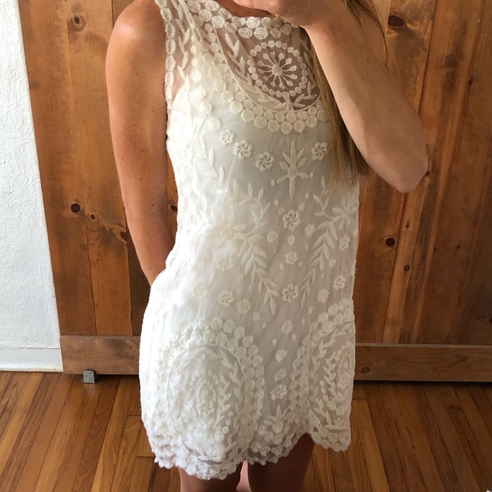 Free People Lace Mini Ivory Dress